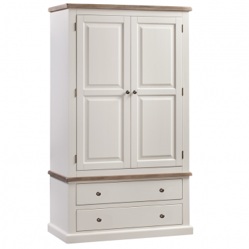 York Painted Bedroom Wardrobe Double with 2 Drawers